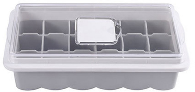 AHOYE 易裝易取大冰塊製冰盒 18格 帶蓋子, 1個, 灰色