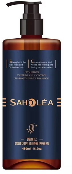 SAHOLEA 森歐黎漾 質進化咖啡因涼感控油健髮洗髮精, 480ml, 1瓶