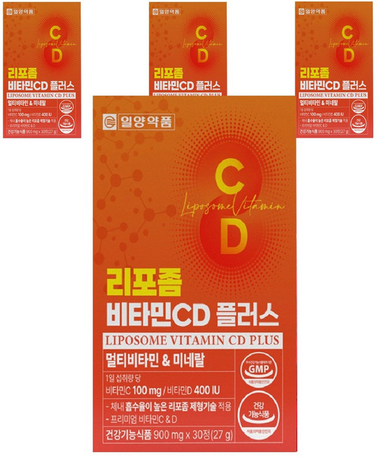 일양약품 리포좀 비타민 C D 플러스 멀티비타민 미네랄, 4개, 30정
