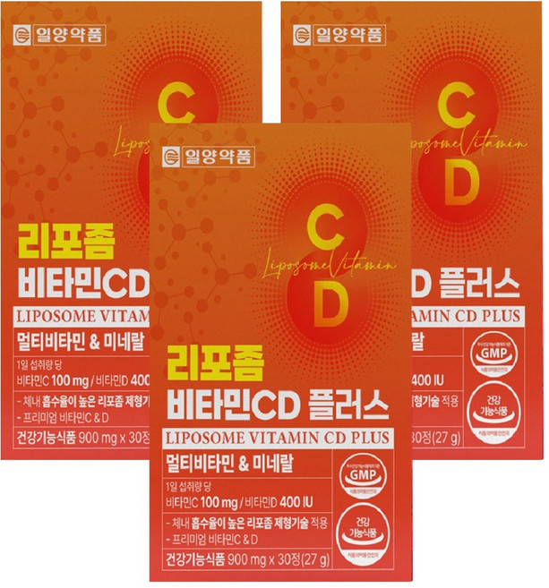 일양약품 리포좀 비타민 C D 플러스 멀티비타민 미네랄, 3개, 30정