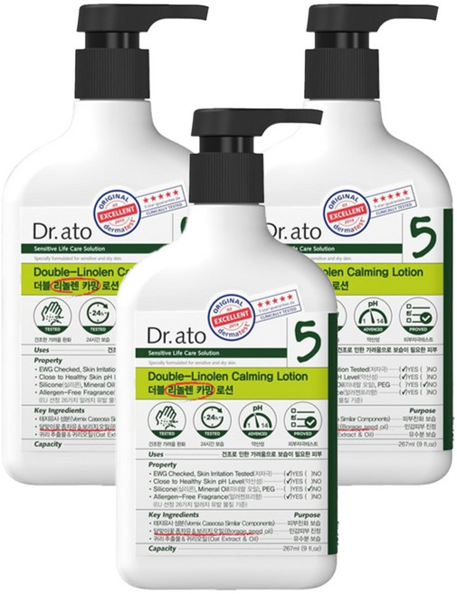 닥터아토 더블 리놀렌 카밍로션 가려운 피부용, 267ml, 3개