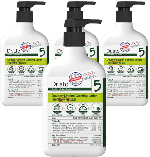닥터아토 더블 리놀렌 카밍로션 가려운 피부용, 267ml, 4개