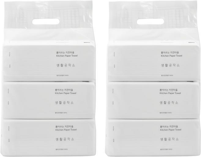 생활공작소 뽑아쓰는 천연펄프 키친타올, 100매, 6개