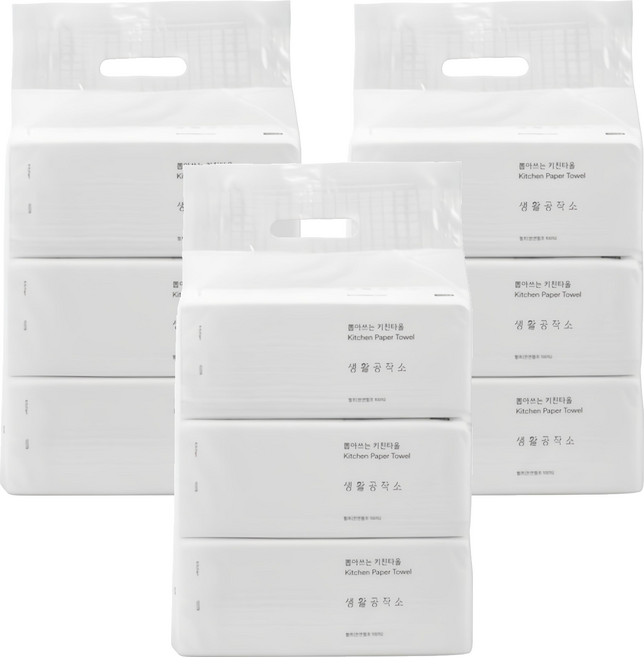 생활공작소 뽑아쓰는 키친타올 3겹, 100매, 9개