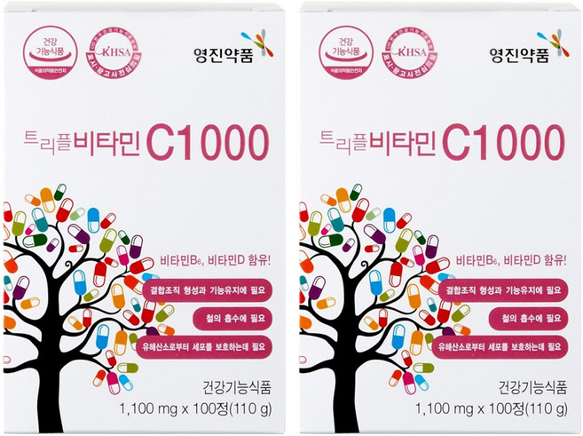 영진약품 비타민D B 복합 트리플 비타민 C1000, 100정, 2개