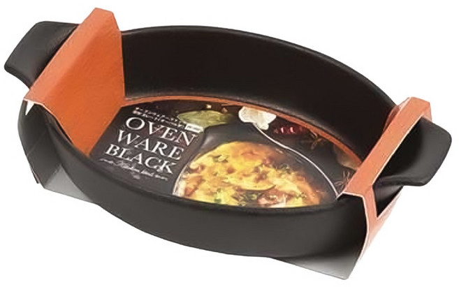 PEARL LIFE 珍珠金屬 Ovenware 系列 深型陶瓷橢圓盤 L-1909, 黑色, 1個