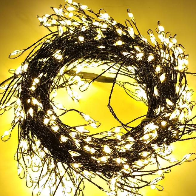 지아이비 DC24V LED 폭죽 와이어 전구 연결 및 리모콘형 검정선 전구색 400구 세트, 15m, 1개