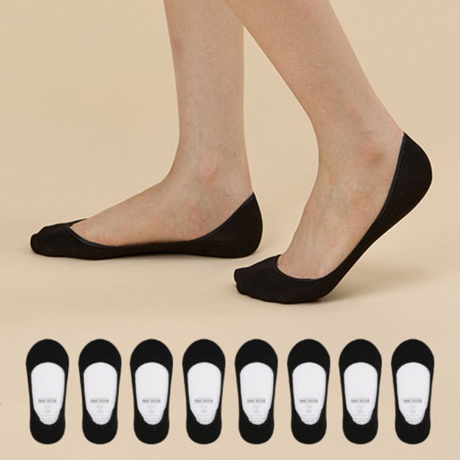 GGRN 여성용 스탠다드 무봉제 심리스 코튼 풋커버 8켤레 세트