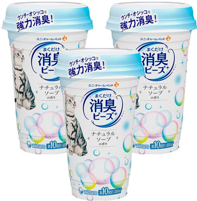 유니참 뿌려쓰는 비즈 탈취제 내추럴솝향, 450ml, 3개