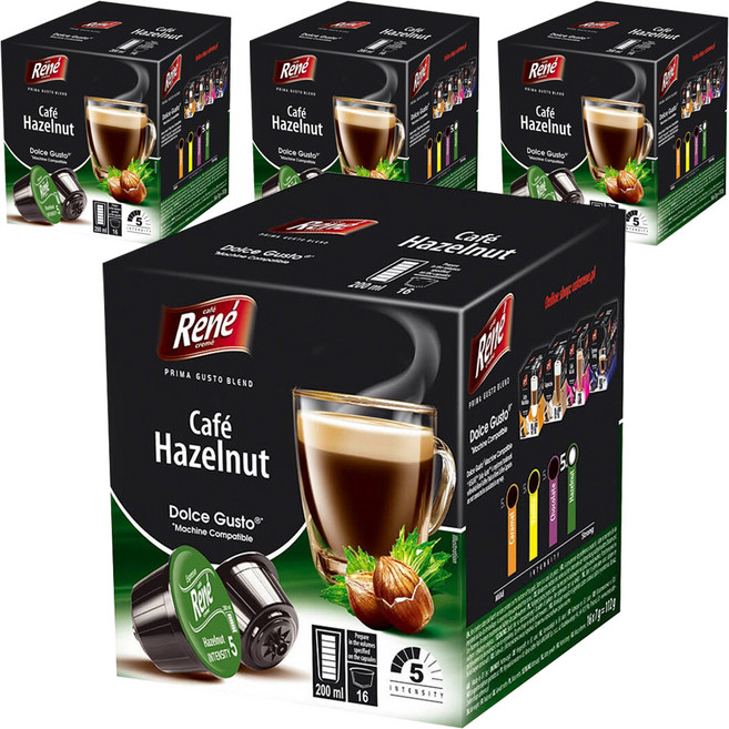 Rene 돌체구스토 호환 캡슐커피 헤이즐넛, 7g, 16개입, 4개