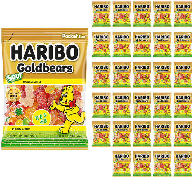 하리보 골드베어 사우어, 30개, 80g