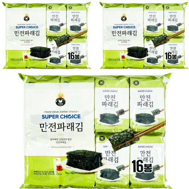 만전김 슈퍼초이스 파래김, 4g, 48개