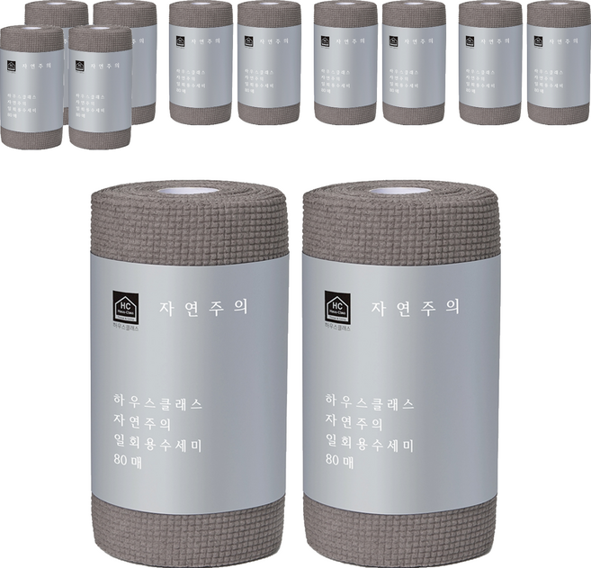 하우스클래스 자연주의 일회용 수세미, 그레이, 80개입, 12개