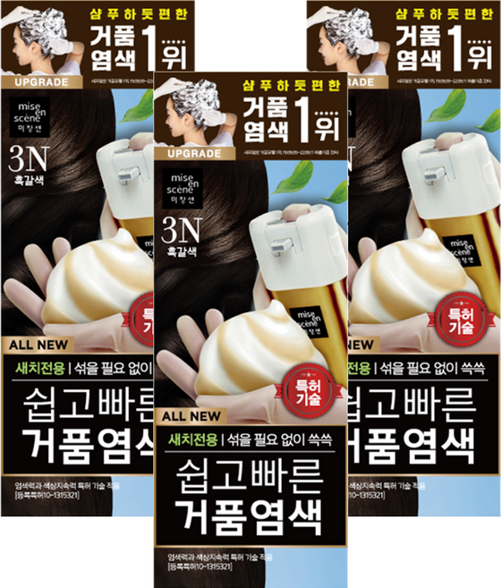 미쟝센 올뉴 쉽고 빠른 거품염색 80g, 3N 흑갈색, 3개