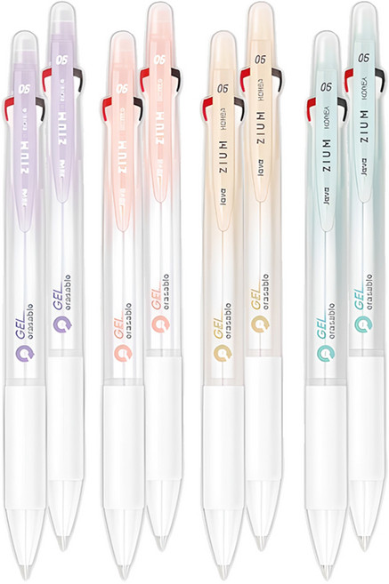 자바펜 3겔 지워지는 볼펜 4종 세트 0.5mm, 퍼플 + 베이지 + 민트 + 피치, 2세트