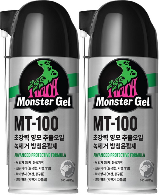 몬스터겔 초강력 녹제거 금속 방청윤활제 280ml MT-100, 2개