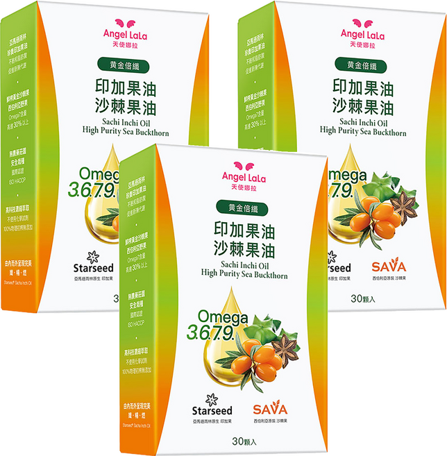 Angel LaLa 天使娜拉 黃金倍纖 印加果油 + 沙棘果油, 700mg, 30顆, 3盒