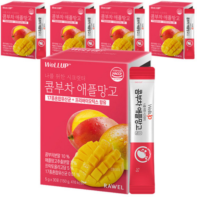 웰업 콤부차 애플망고 분말스틱, 5g, 30개입, 5개