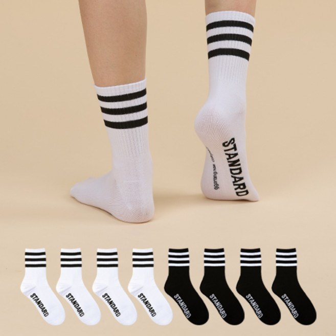 GGRN 여성용 스탠다드AA 패션 양말 8켤레 세트