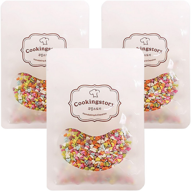 쿠킹스토리 파스텔 미니하트 셰이프 스프링클, 3개, 15g