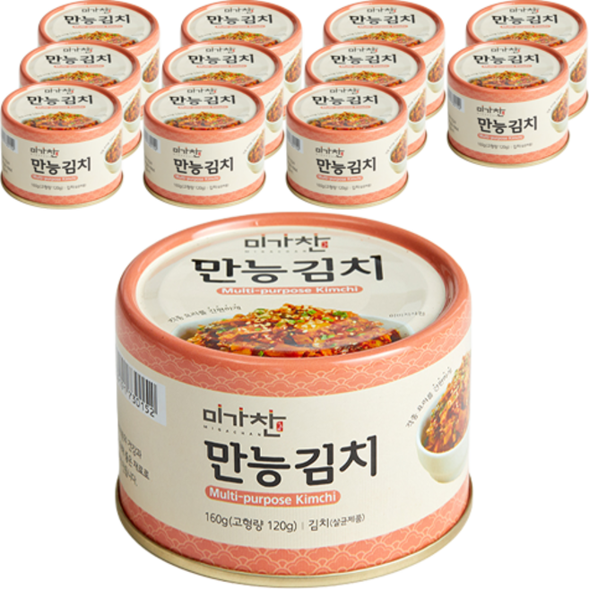 미가찬 캔 만능 김치 간편요리, 160g, 12개