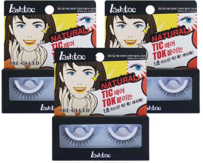 래쉬톡 원터치 인조 속눈썹, 내츄럴 걸, 3개