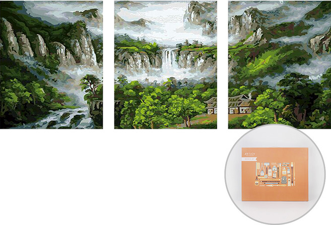 아트조이 DIY 명화 그리기 3단세트 40 x 50 cm, 폭포수 풍경3, 1개