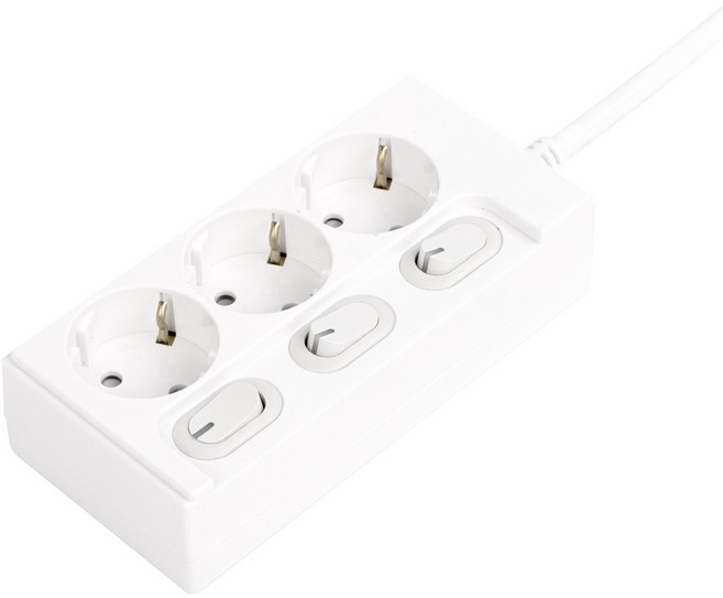 원스탑 이동형 멀티 콘센트 3구, 5m, 화이트, 1개