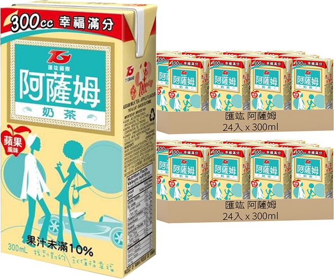 匯竑 阿薩姆 奶茶 青蘋風味, 300ml, 48入