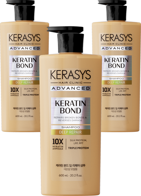 케라시스 어드밴스드 케라틴 본드 딥 리페어 샴푸, 600ml, 3개