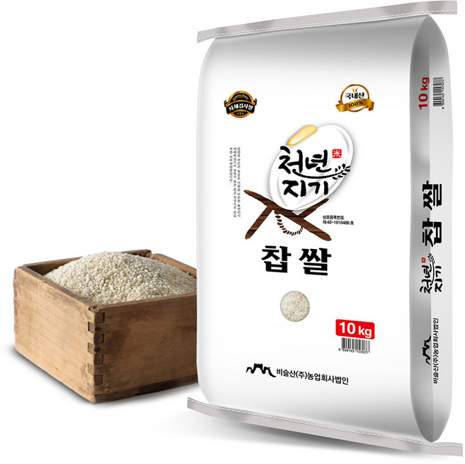 천년지기 국산 찹쌀, 10kg, 1개