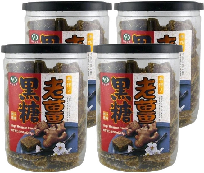 綠得製菓 老薑黑糖塊, 300g, 4罐, 1罐
