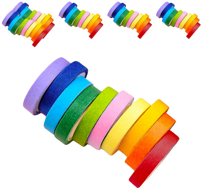 레더스 무지개 마스킹 테이프 10종 세트 7mm x 3.5m, 혼합색상, 6세트