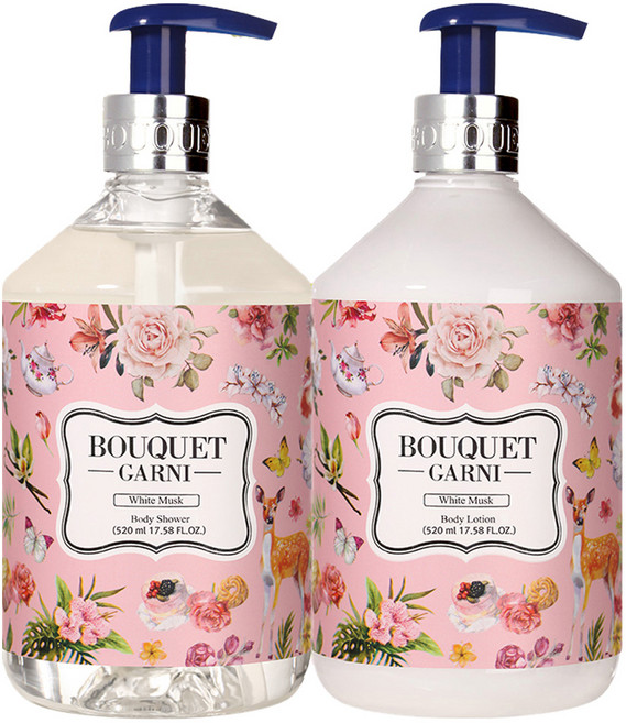 BOUQUET GARNI 香氛身體沐浴乳520ml + 乳液520ml White Musk 白麝香, 1組