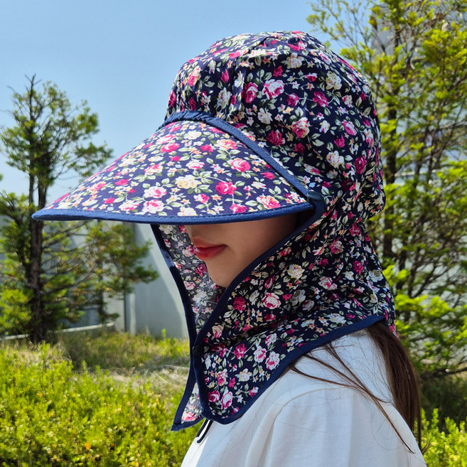 바비수 버치 플라워 탈부착 썬캡 농사모자