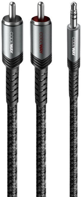 CODEWAY 3.5mm to 2RCA 高傳真音質 音源線 適用各類音響設備 10m, 黑色, 單一商品, 1條