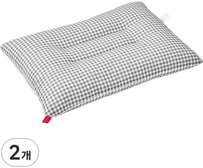 빨아쓰는 체크 꿀잠 전체세탁 가능 3D 입체봉제 C라인 지지 낮은 경추베개, 차콜, 2개