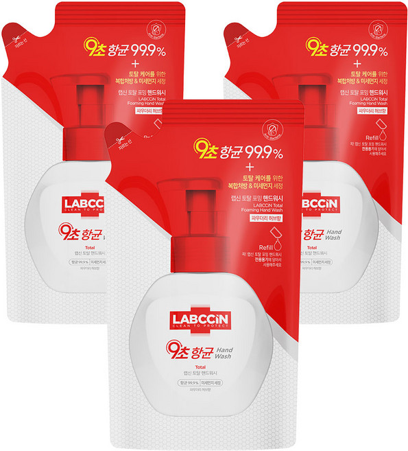 랩신 토탈 포밍 핸드워시 파우더리허브향 리필, 200ml, 3개