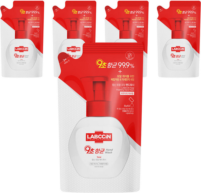 랩신 토탈 포밍 핸드워시 리필 파우더리허브향, 200ml, 5개
