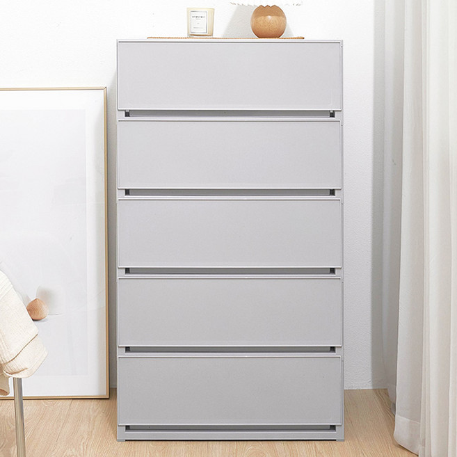 코멧 국내생산 폭 넓은 모던 서랍장, 그레이, 5단