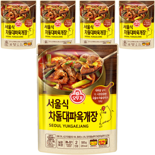 오뚜기 서울식 차돌대파육개장, 500g, 5개