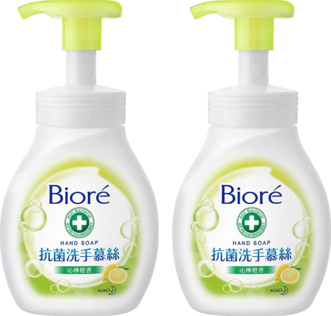 Biore 蜜妮 台灣公司貨 抗菌洗手慕絲 沁檸橙香, 280ml, 2瓶