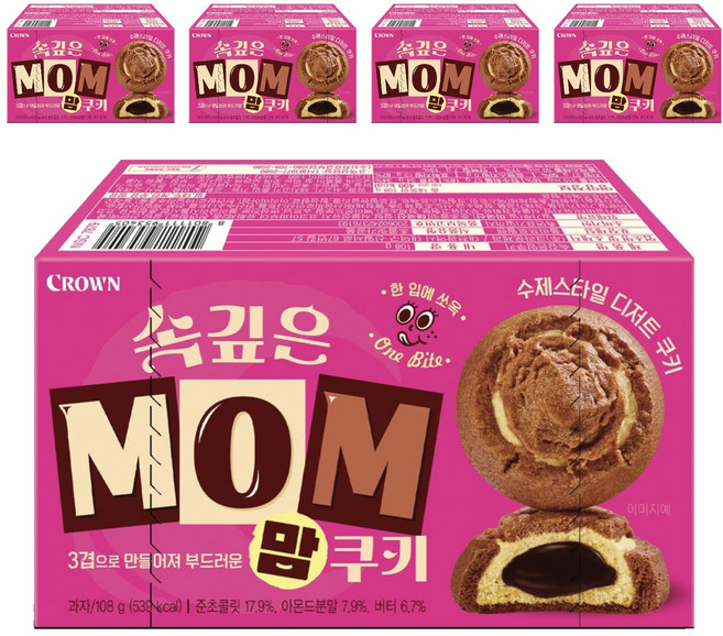 크라운 속깊은 맘쿠키, 108g, 5개