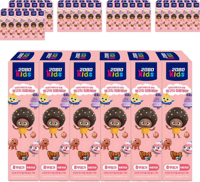 2080 브레드이발소 키즈플러스 3스텝 마일드 치약, 80g, 36개