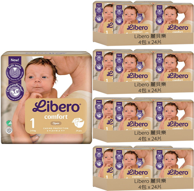 Libero 麗貝樂 Comfort 黏貼型尿布 2~5kg, 第1階段, 384片