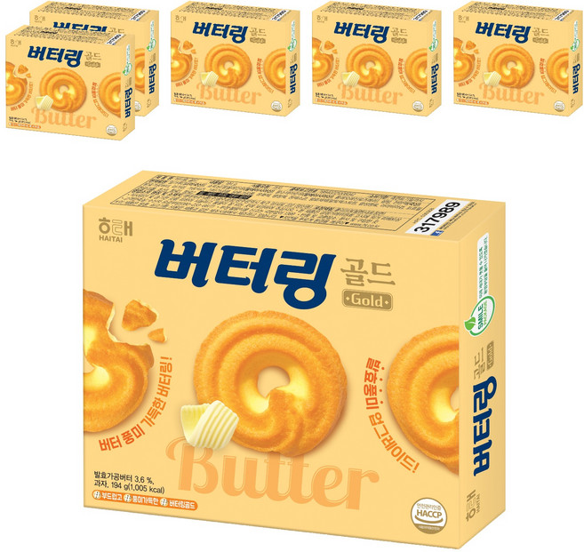 해태제과 버터링 골드, 194g, 6개