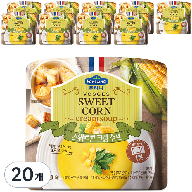 폰타나 스위트콘 크림 전자레인지용 수프, 180g, 20개