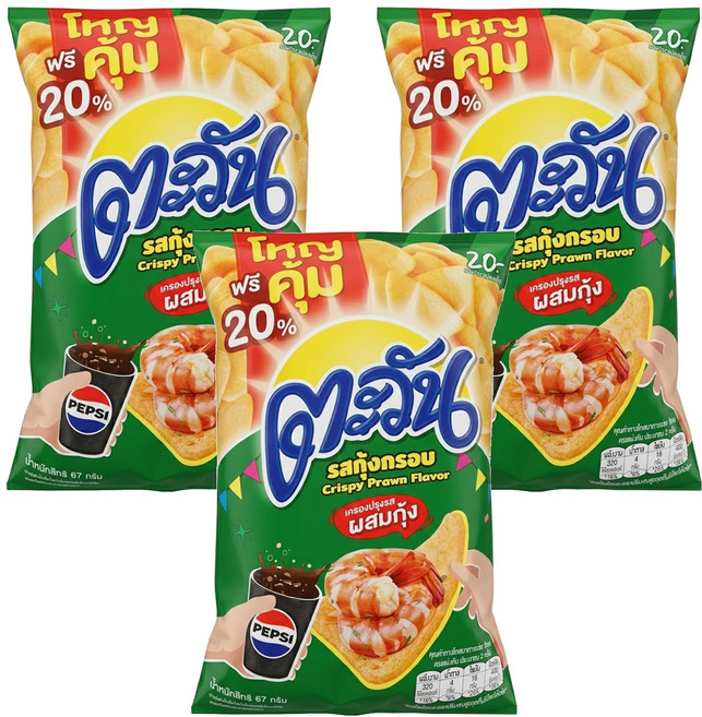 Tawan 大王 餅乾 蝦味, 3包, 67g