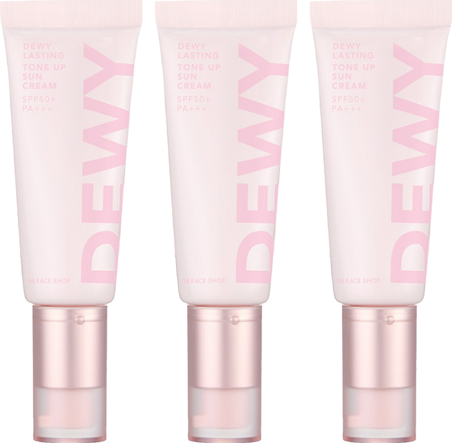 더페이스샵 듀이래스팅 톤업 선 크림 SPF50+ PA+++, 35ml, 3개