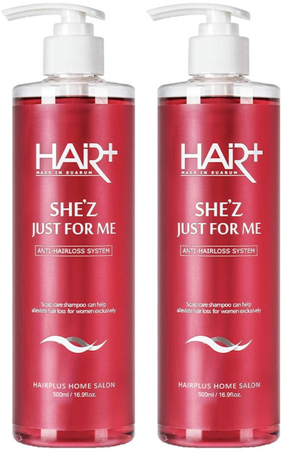 헤어플러스 쉬즈 여성 탈모 완화 샴푸 허그 베리 향, 500ml, 2개